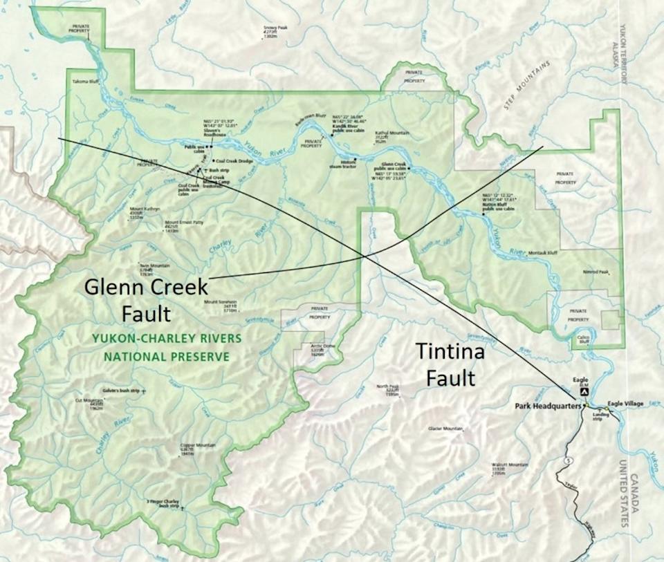The Tintina fault stretches about 600 miles from northeastern British Columbia into Alaska (National Park Service)