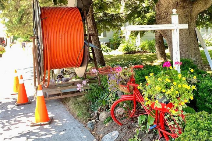 Work is underway to the install the infrastructure needed for faster internet connectivity in the Municipality of Brighton. (Photo: Natalie Hamilton / kawarthaNOW)