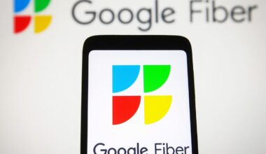 Google Fiber image on a cellphone screen