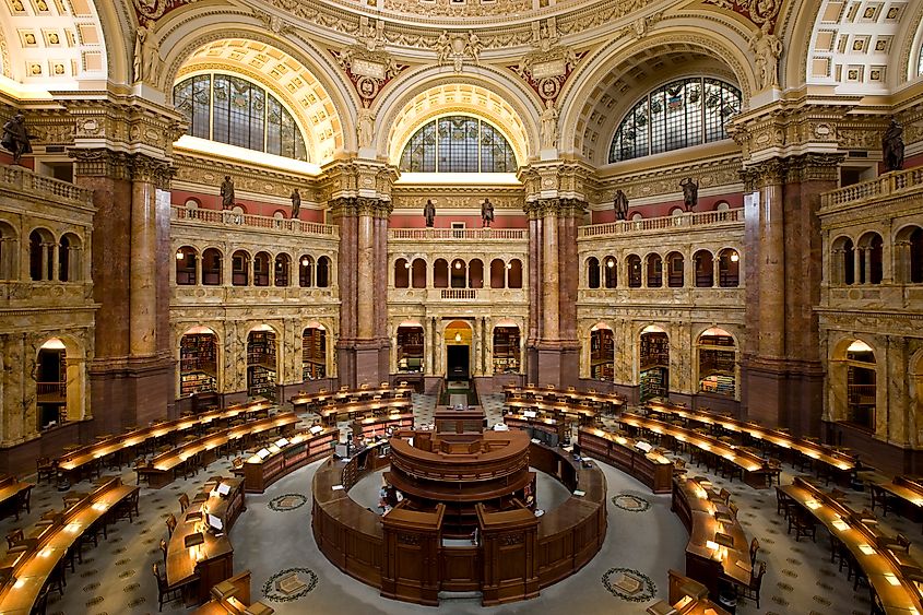 Main Reading Room of the Library of Congress in the Thomas Jefferson Building