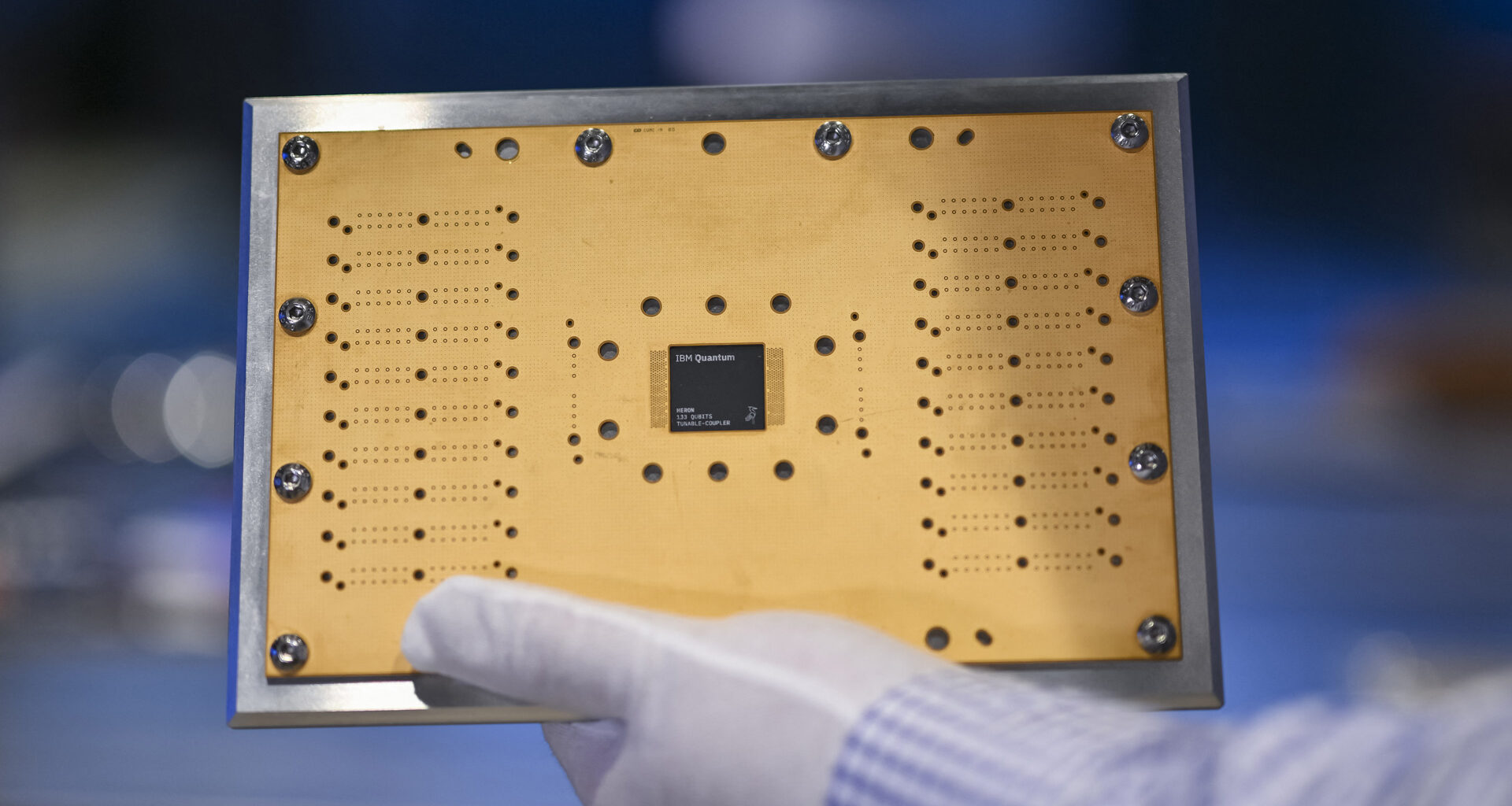 IBM PCB with a quantum processor attached.