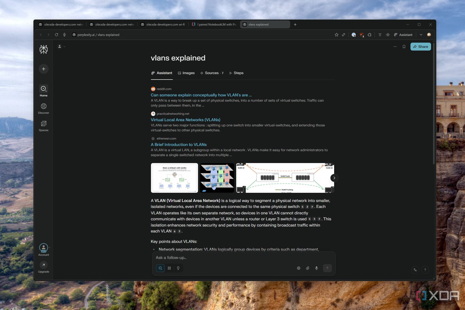 screenshot of comet browser showing page of search results condensed into ai summary
