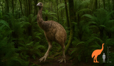 An AI rendering of the South Island giant moa.
