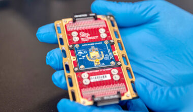 Quantum control chip closeup.