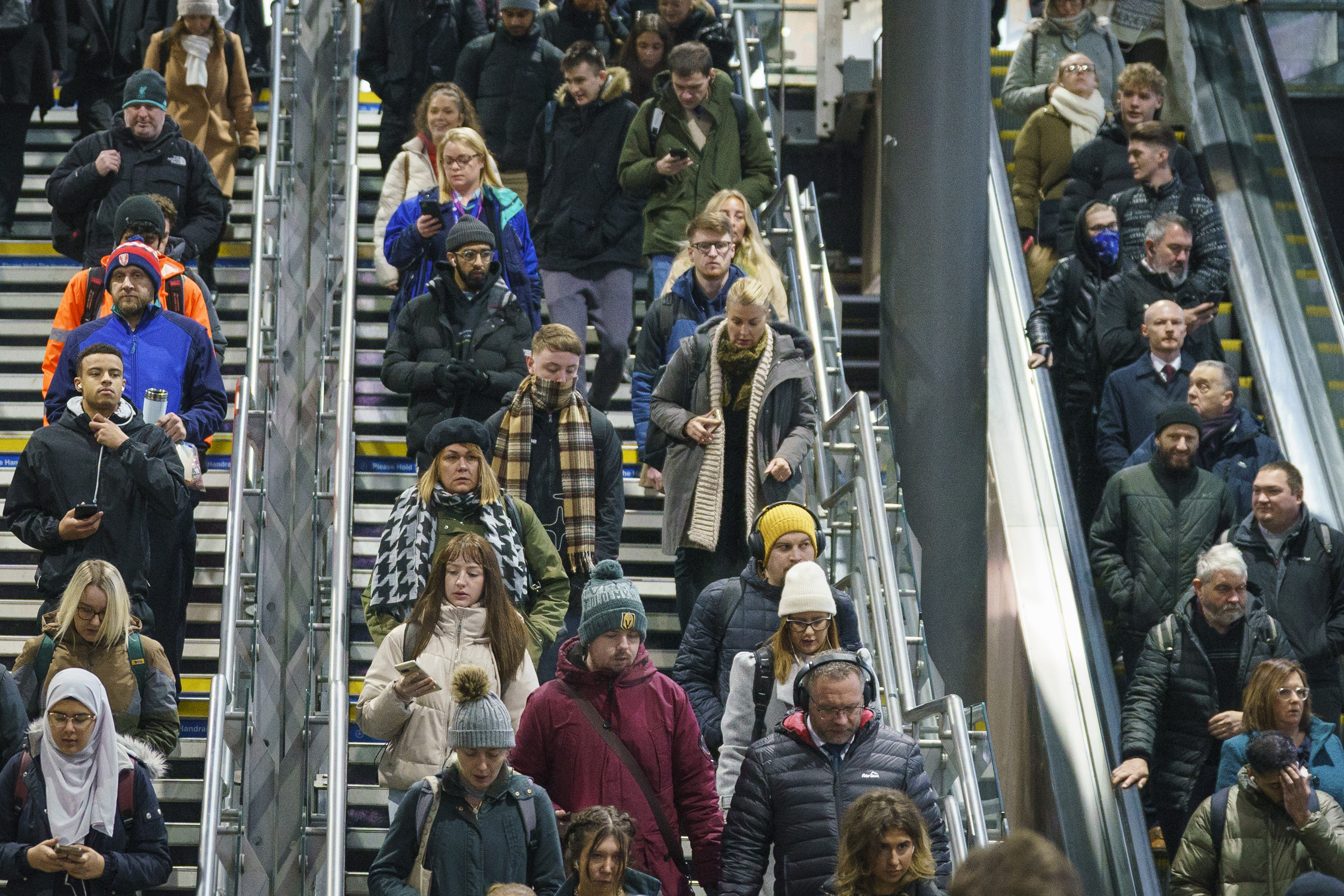 Commuters at Leeds railway station.