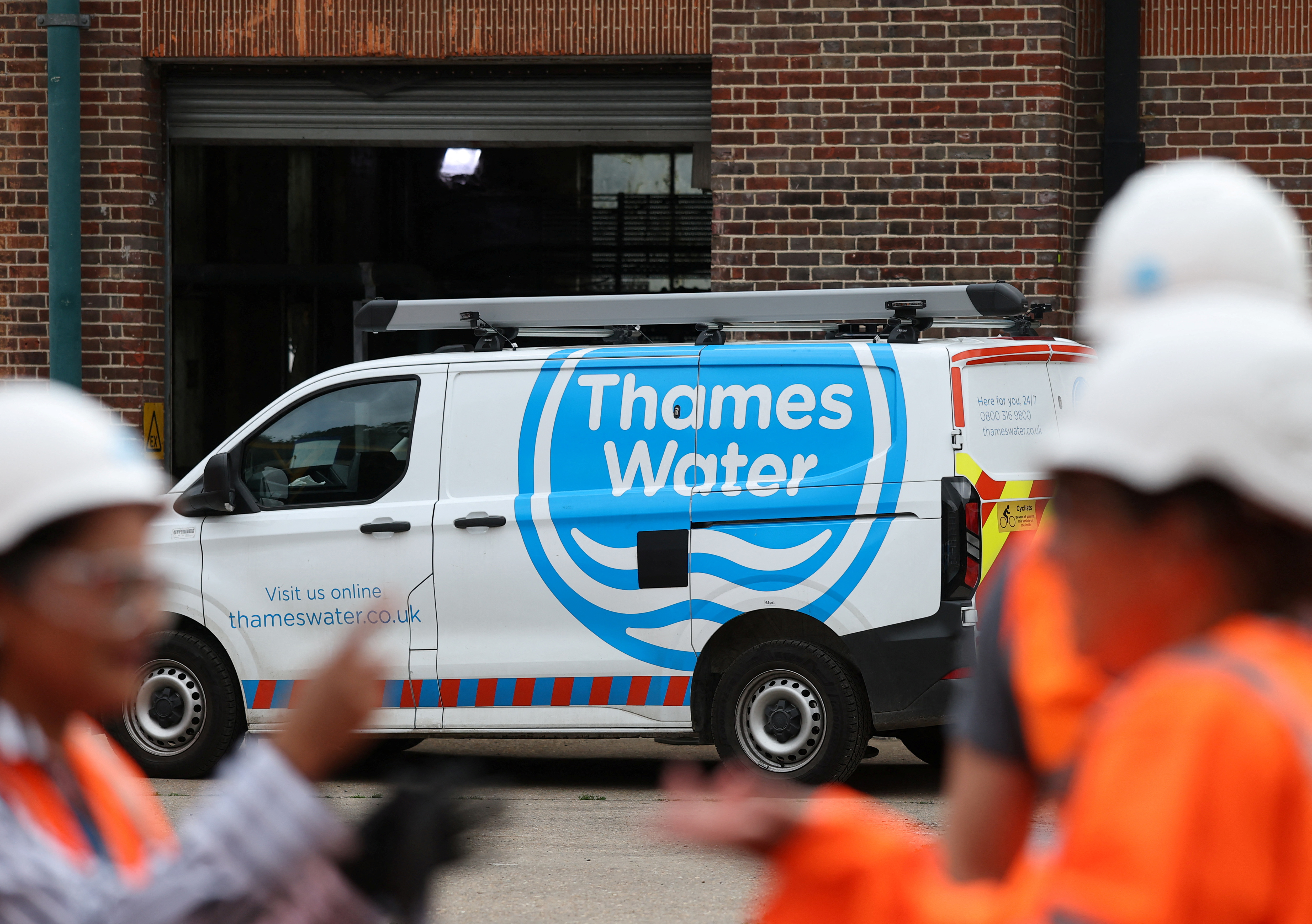 Thames Water van at Mogden Sewage Treatment Works.