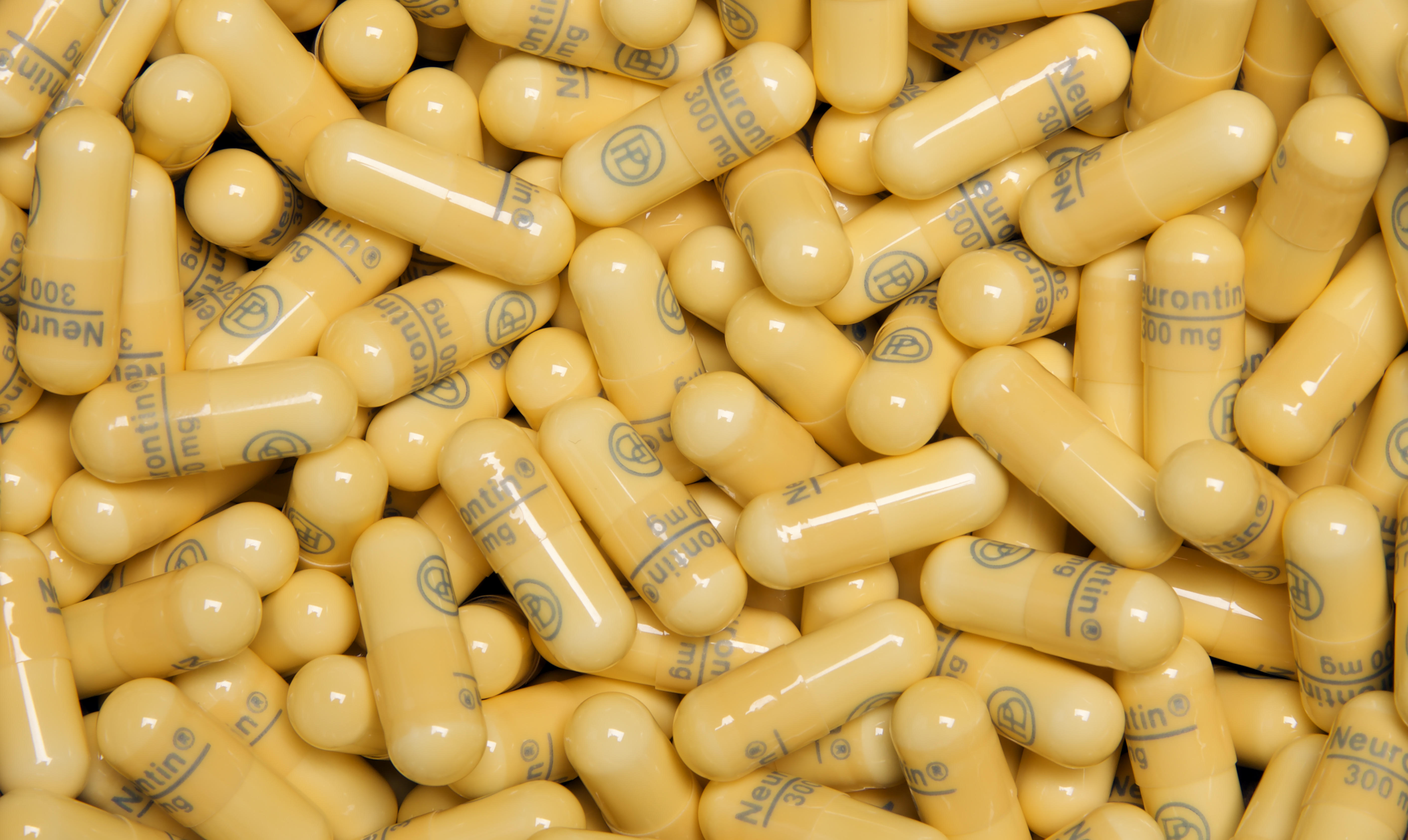Pile of gabapentin capsules.