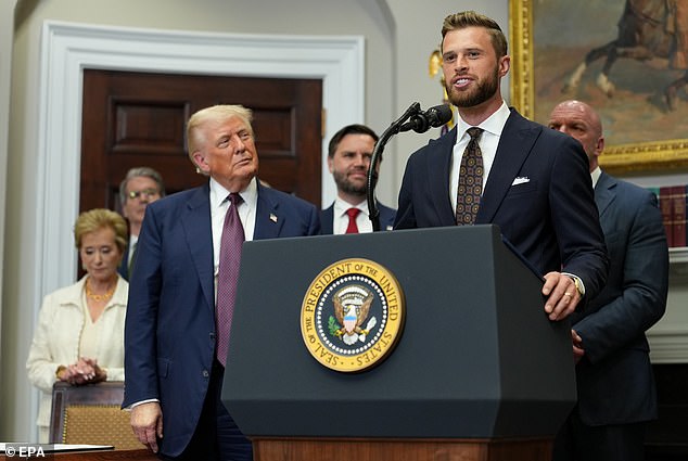 Chiefs kicker Harrison Butker was one of several athletes at the White House last week as Trump signed an executive order to reestablish the Presidential Fitness Test