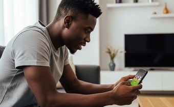 An image of a man following football on Live Score