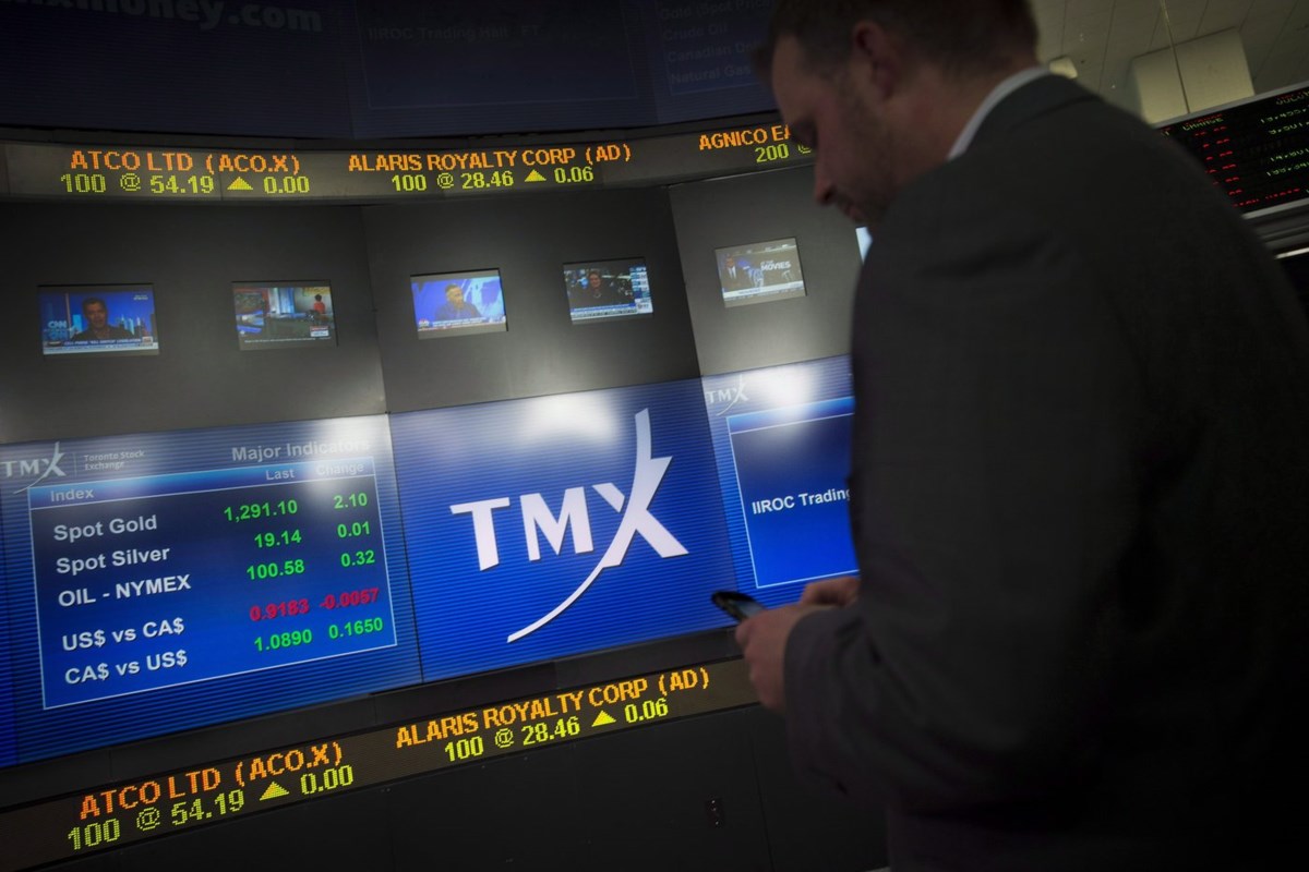 S&P/TSX composite down more than 100 points, U.S. stock markets mixed