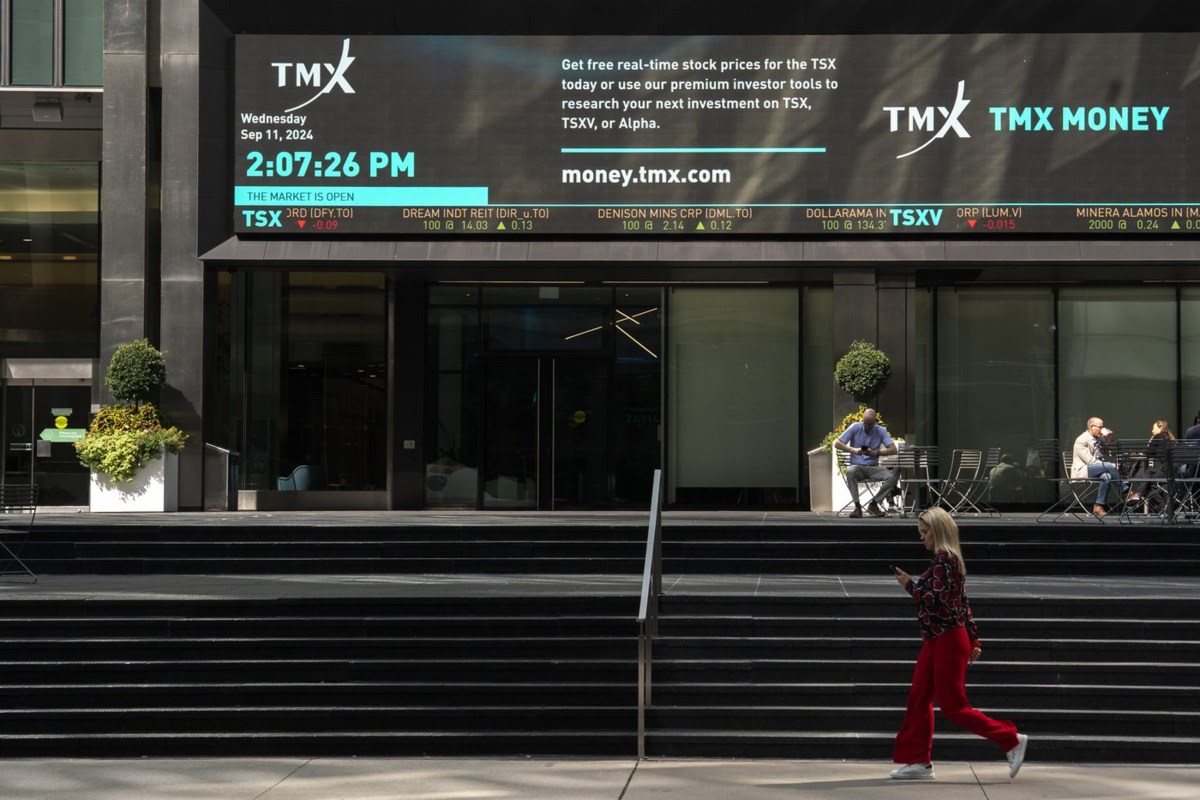 S&P/TSX composite starts the week on the rise while U.S. markets fall