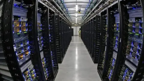 Getty Images Rows of servers at a data centre in Texas