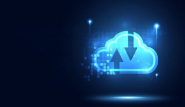 Cyber security Cloud computing blue abstract digital binary code background. Innovative technology and Artificial intelligence concept. New futuristic system technology symbol. Vector illustration.