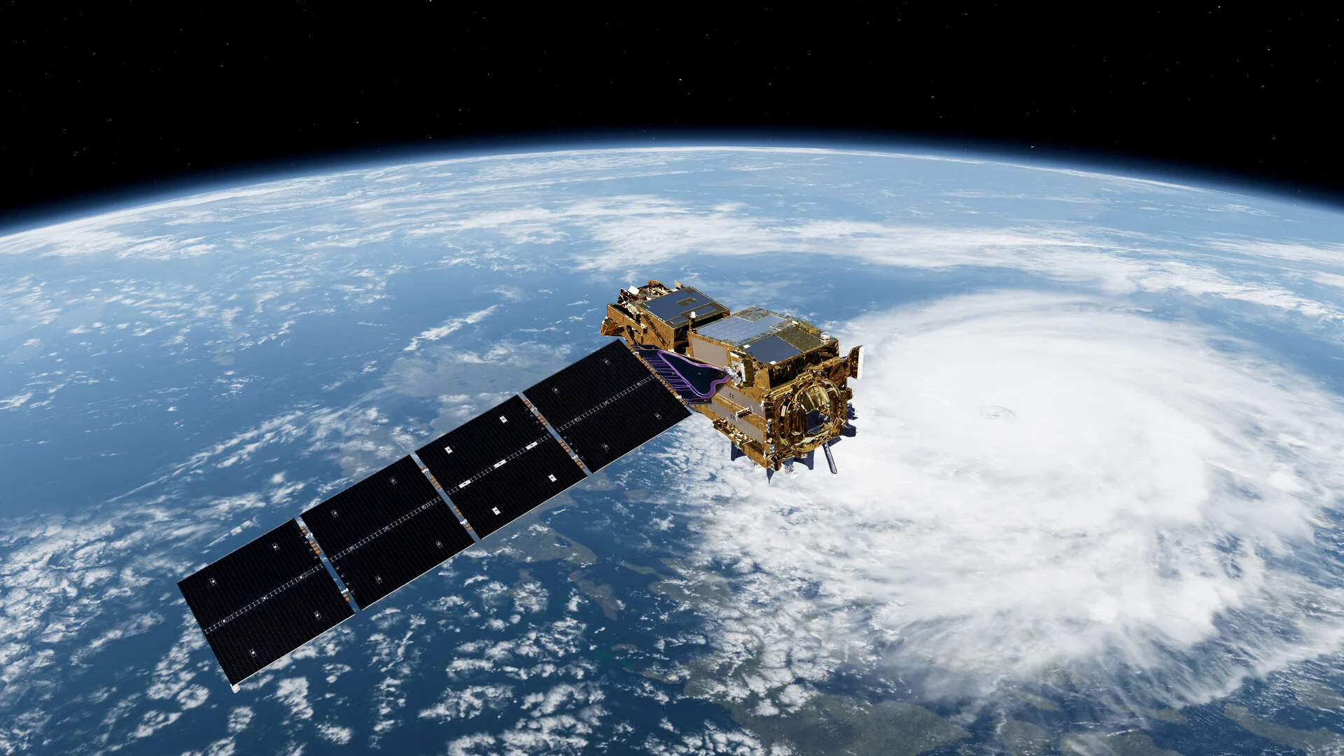 MetOp Second Generation A-type satellite for weather forecasting pillars