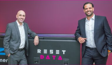 [L to R]: ResetData CEOs Bass Salah and Marcel Zalloua with the new supercomputer in Melbourne.