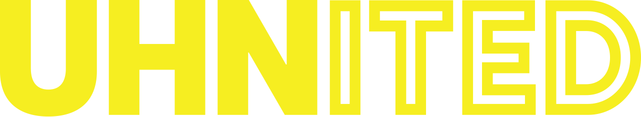 UHN uhnited logo in yellow