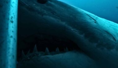 Great White Shark Investigating The Shark Cage
