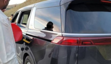 Police say the grey minivan had to be refueled with a jerry can after running out of gas during the police stop.