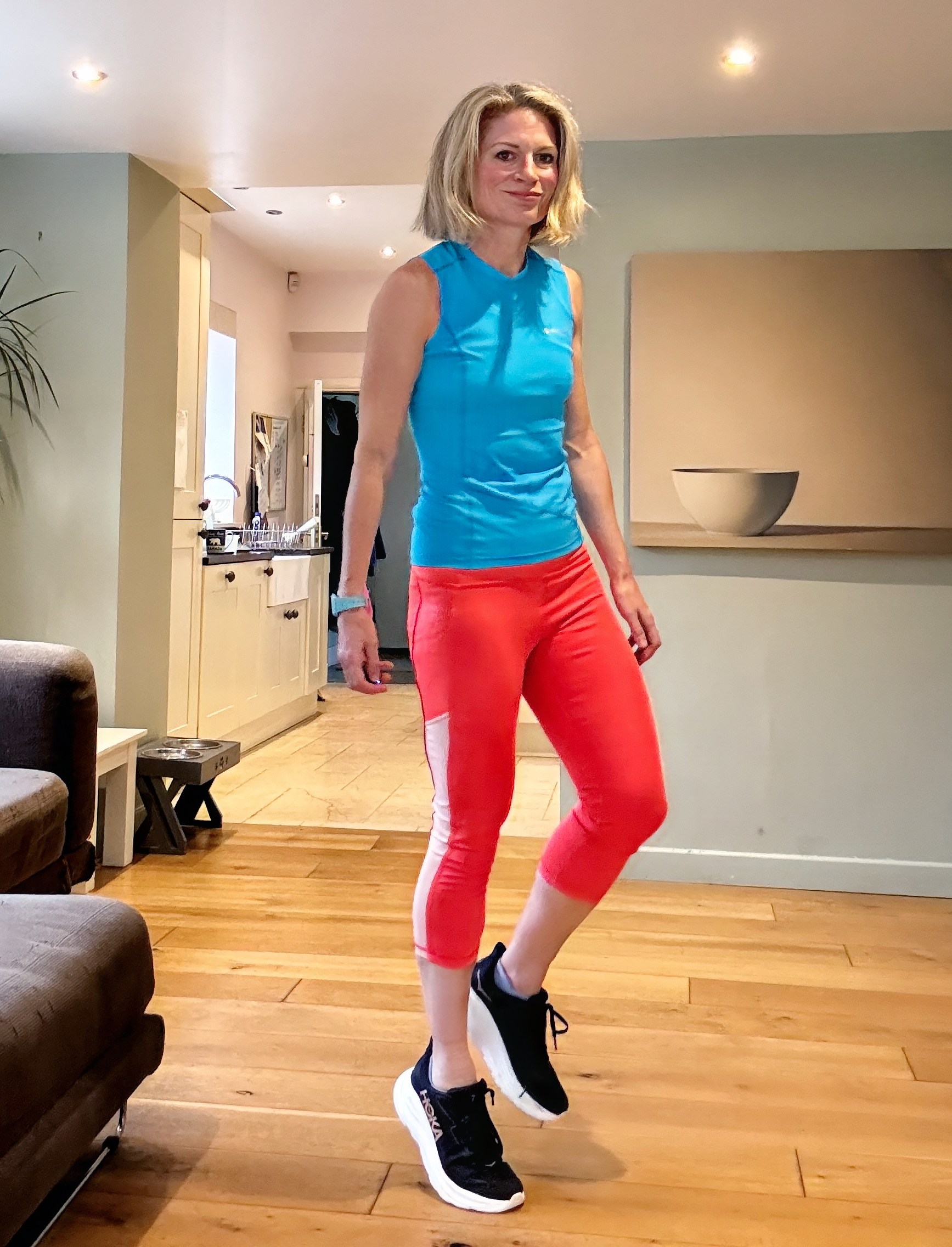 Antonia Hoyle performing a single leg calf raise.