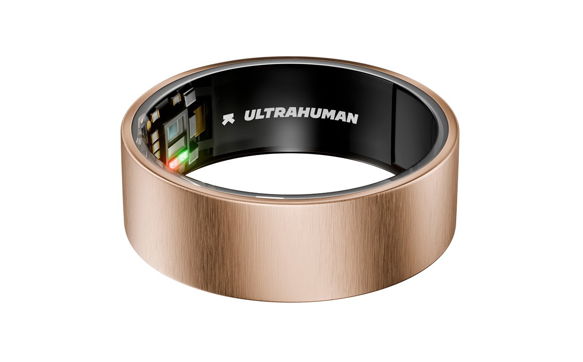 Rose gold Ultrahuman smart ring.