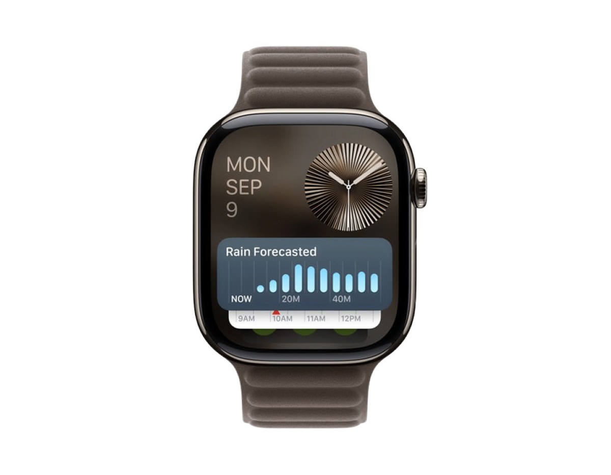 Apple Watch showing rain forecast.