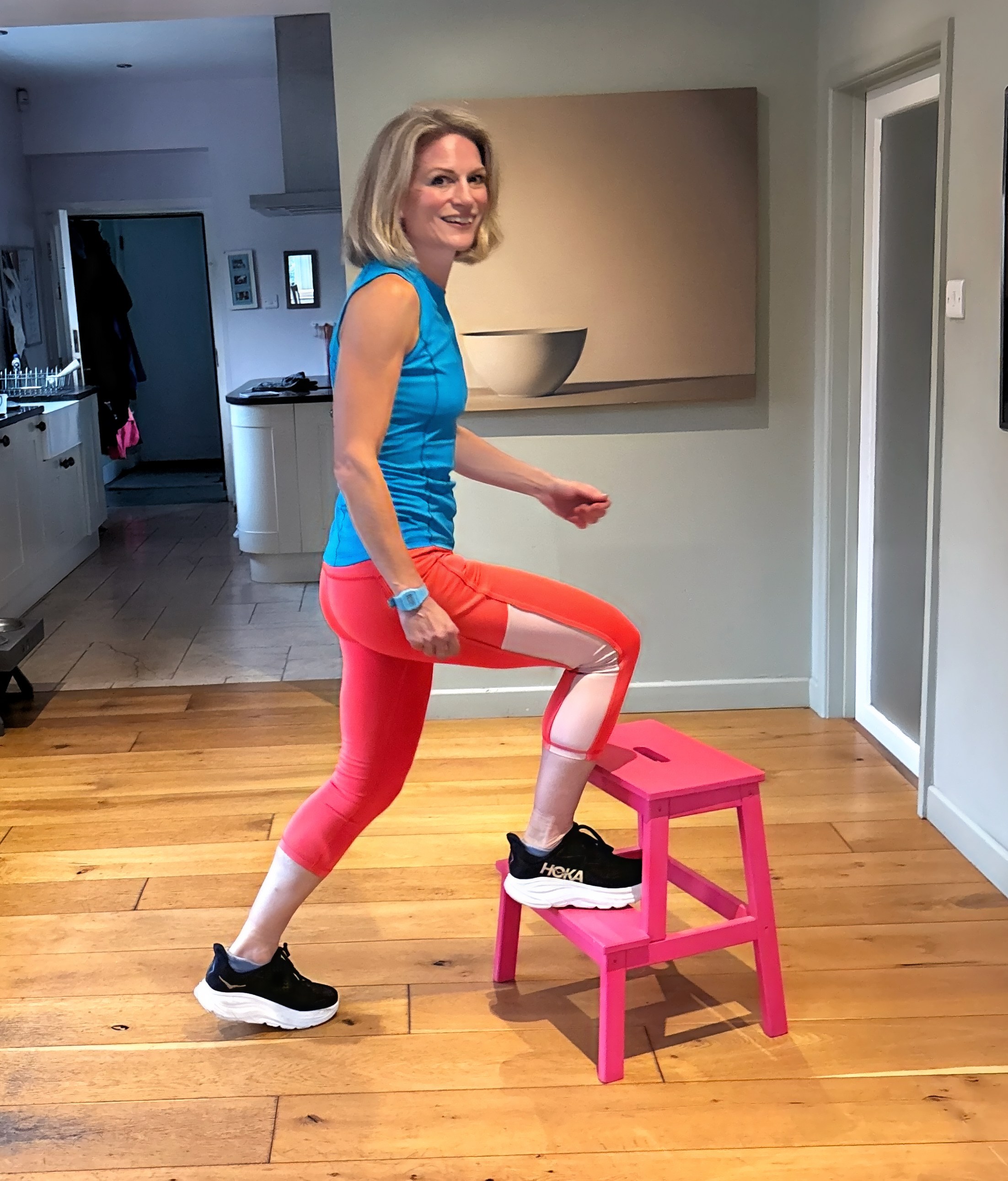 Antonia Hoyle exercising with a three-minute step test.