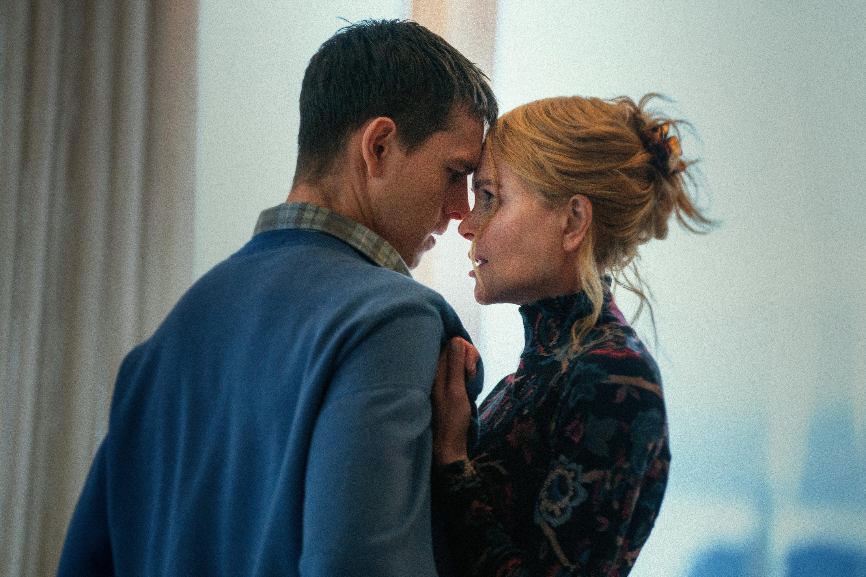 Film still of Harris Dickinson and Nicole Kidman in Babygirl.