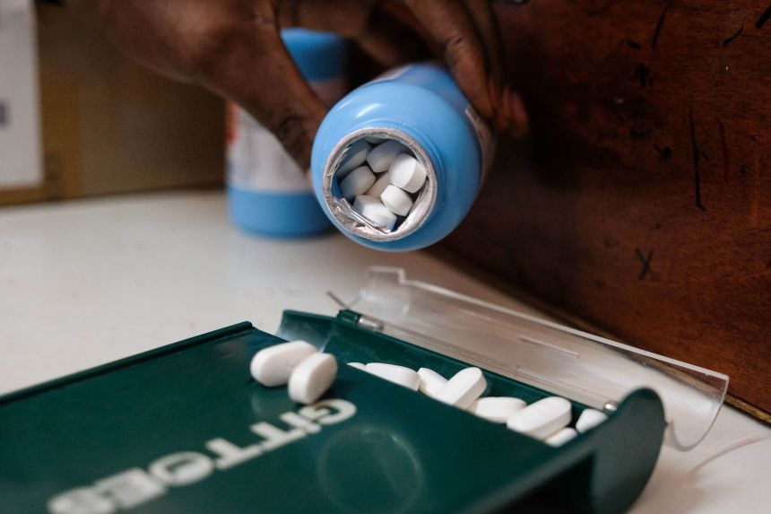 Antiretroviral medication is dispensed at TASO Mulago service center in Kampala, Uganda, on February 17, 2025.