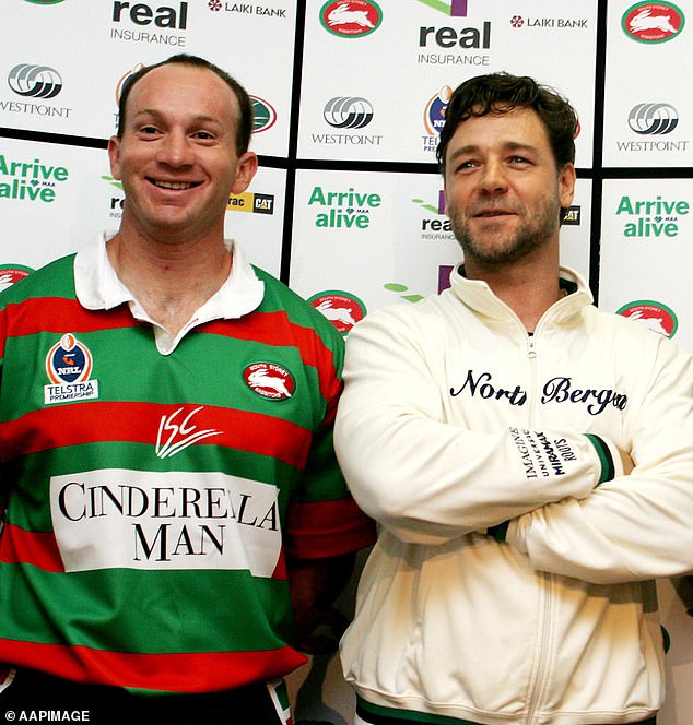 Crowe (right) is pictured promoting the film Cinderella Man. He hired Bugner as a consultant to help get him ready to portray a legendary boxer in the movie