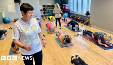 Fitness instructor from Meir flexing into her 80s