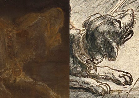 The dog in The Night Watch was copied from a drawing by another artist, it has been claimed.