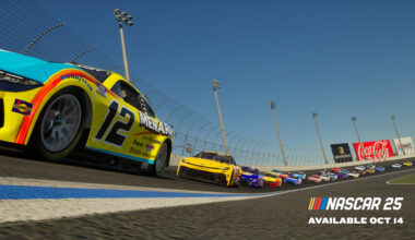 Closeup of the 12 car in NASCAR 25 at Charlotte Motor Speedway