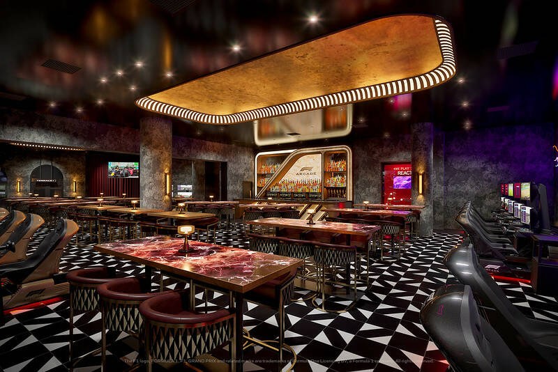 An artist rendering of F1 Arcade Las Vegas at the Forum Shops at Caesars Palace. (F1 Arcade)