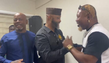 Ayitey Powers and NSA boss Yaw Ampofo Ankrah smoke peace pipe