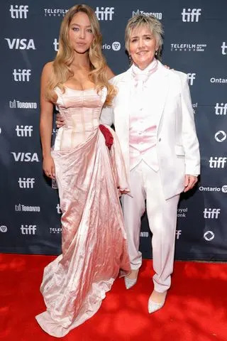 Michael Loccisano/Getty Sydney Sweeney and Christy Martin at the Toronto International Film Festival premiere of Christy on Sept. 5
