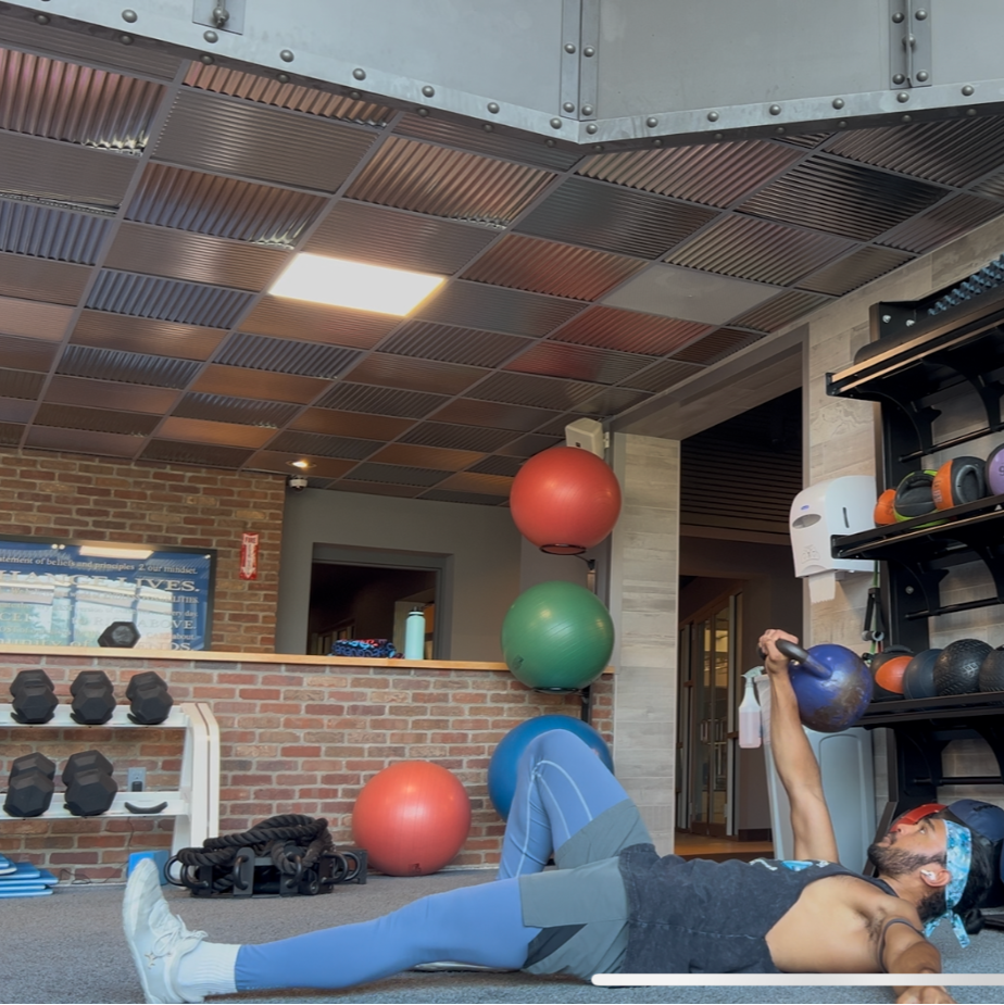 Man exercising with kettlebell