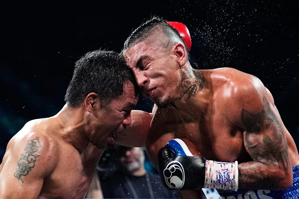 Pacquaio during his draw with Mario Barrios (Copyright 2025 The Associated Press. All rights reserved.)