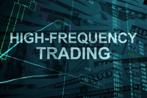 The words High Frequency Trading on background of finance images.