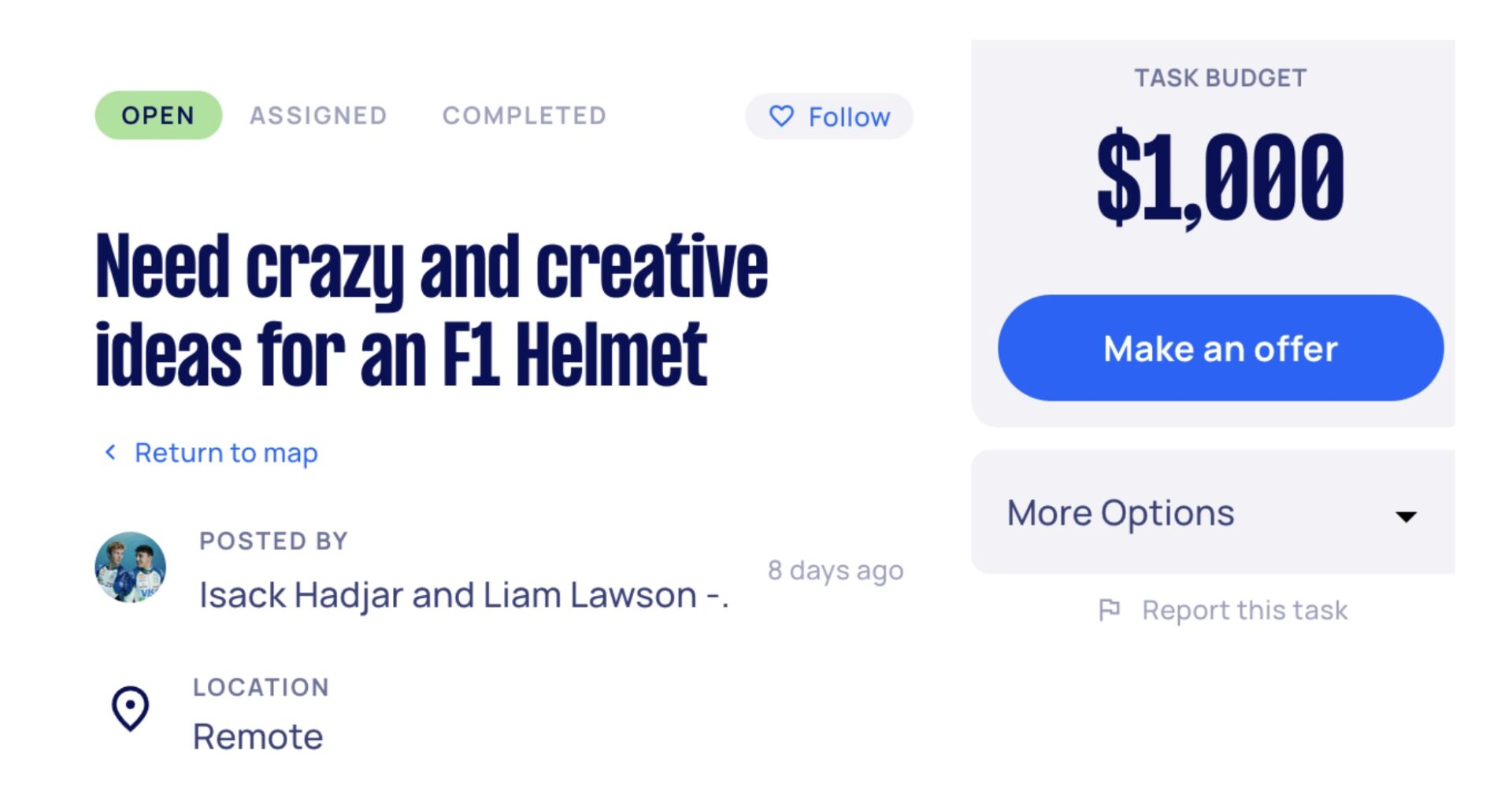 F1 drivers launch wild $1k Aussie call for “big, bold, badass” helmet design on Airtasker
