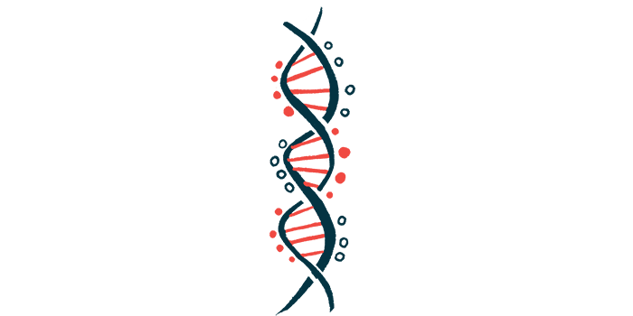 An illustration of a DNA strand, shown close-up, highlights its double-helix structure..