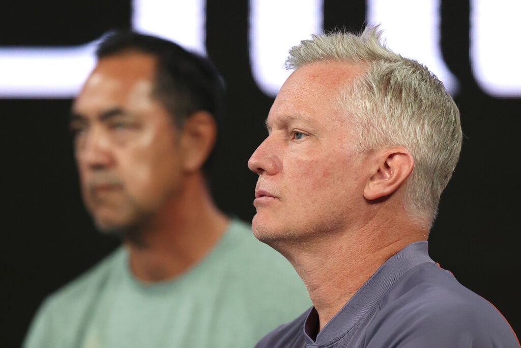 Thomas Johansson watches Kei Nishikori play at the 2025 Australian Open