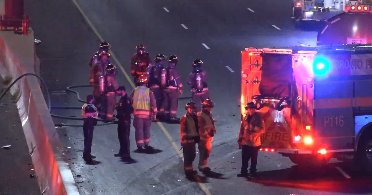 Highway 401 closed in Toronto after tanker crash