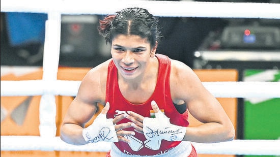 Two-time world champion Nikhat Zareen will headline India’s campaign at the World Championships. (Hindustan Times)