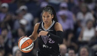 Golden State Valkyries guard Veronica Burton moves the ball during the first half of a WNBA basketball game against the Indiana Fever, Sunday, Aug. 31, 2025, in San Francisco.