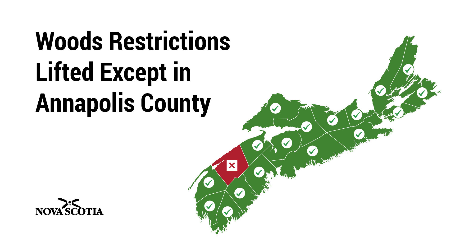 Woods Restrictions Lifted Except in Annapolis County