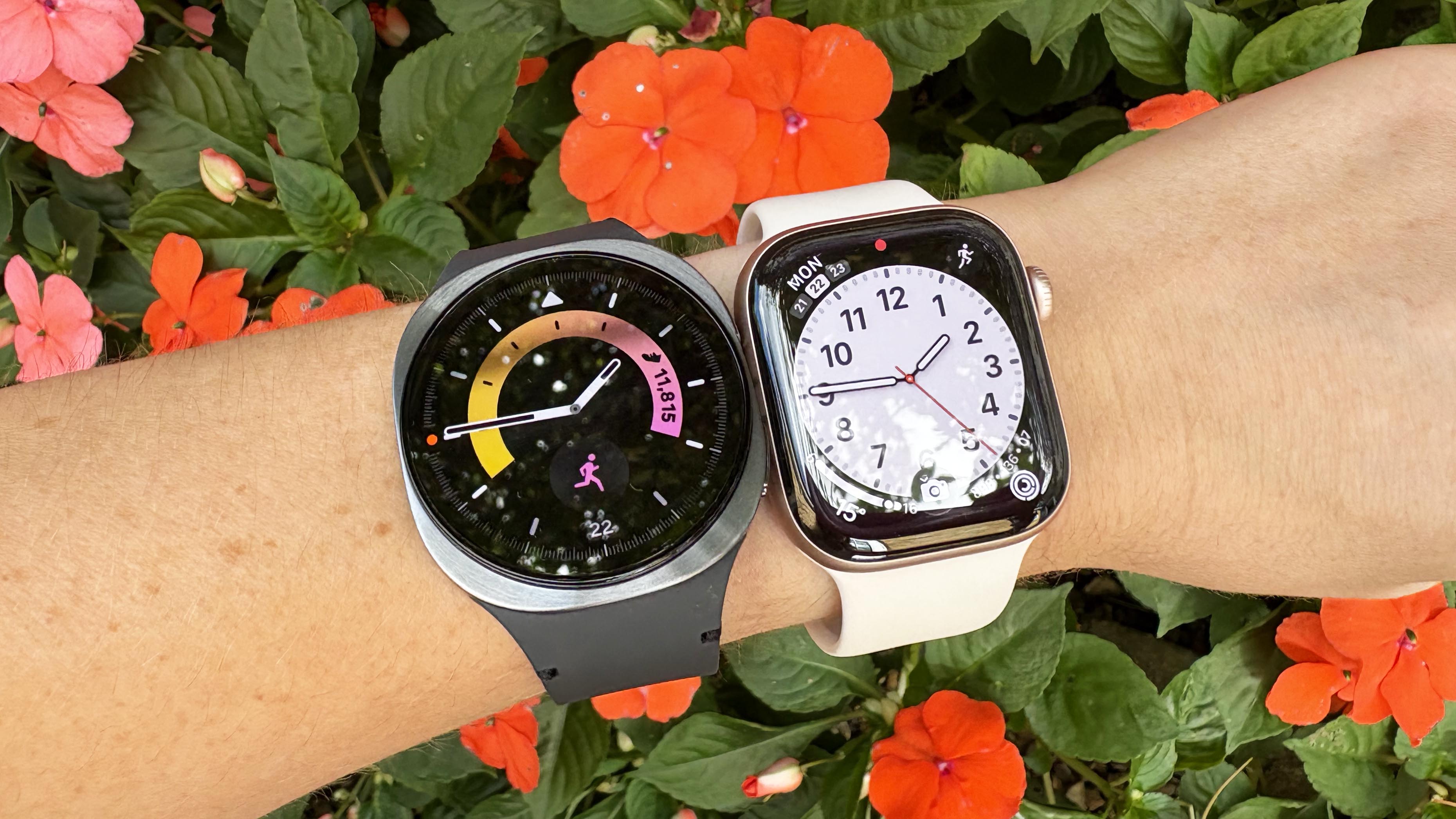 the Apple Watch 11 and Samsung Galaxy Watch 8 on the wrist