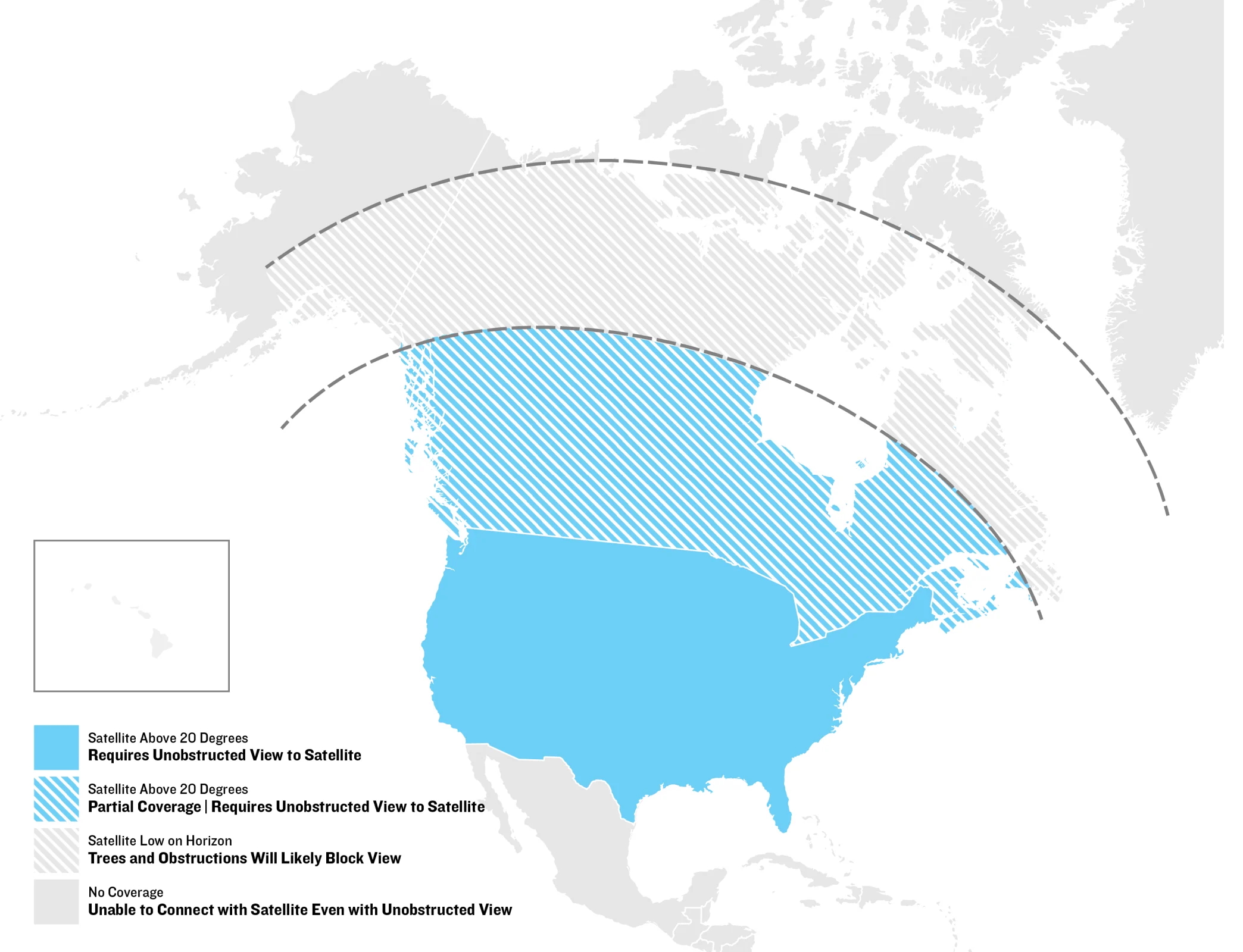 A map showing the Garmin InReach satellite and cellular coverage areas for the Garmin Fenix 8 Pro in North America.