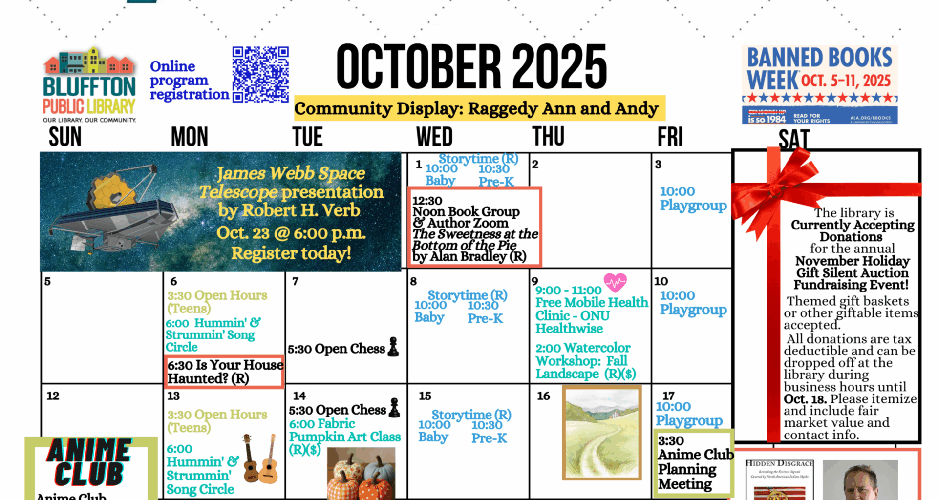 Check out October 2025 programs and services at Bluffton Public Library
