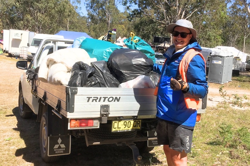 Damian Gordon Loads Up His Ute, Bound For A Container Recycling Centre