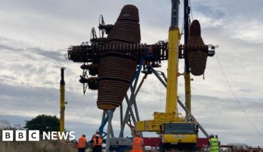 Life-size Lancaster bomber sculpture unveiled in Lincolnshire